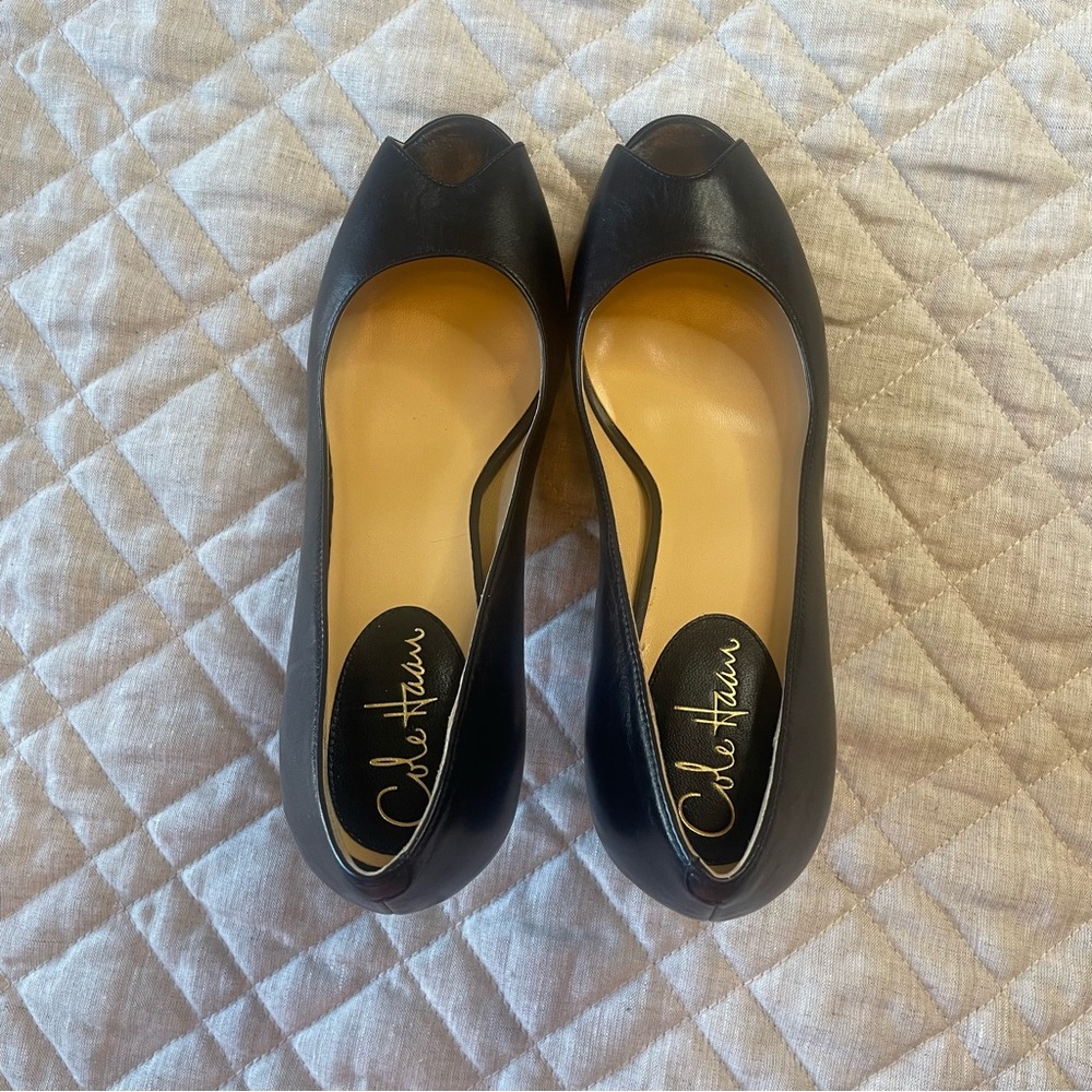 Cole Haan Nike Air Peep Toe Pump Heels Black 8.5B - Picture 2 of 13